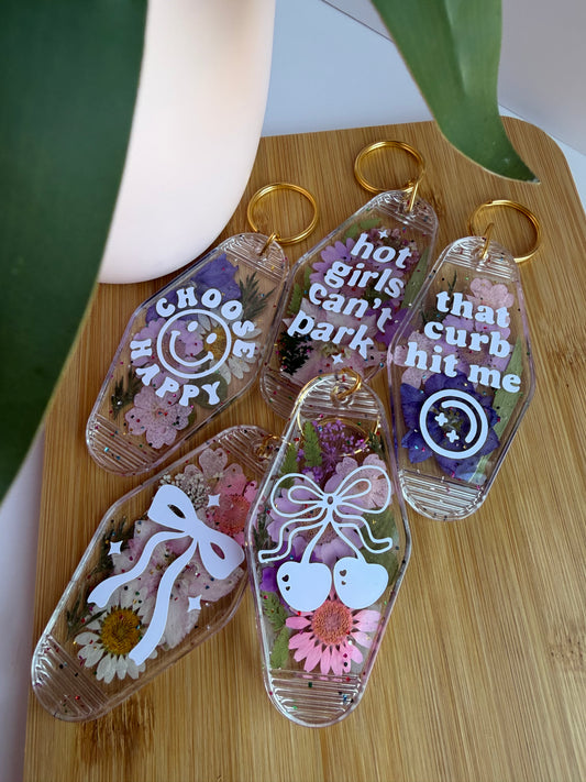 Colorful Dried Flower Clear Acrylic Keychains