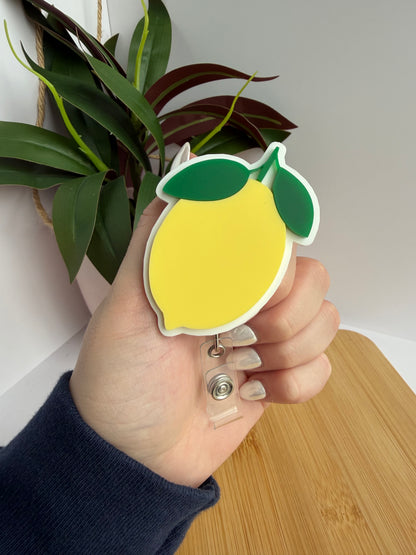 Yellow Lemon Acrylic Badge Reel