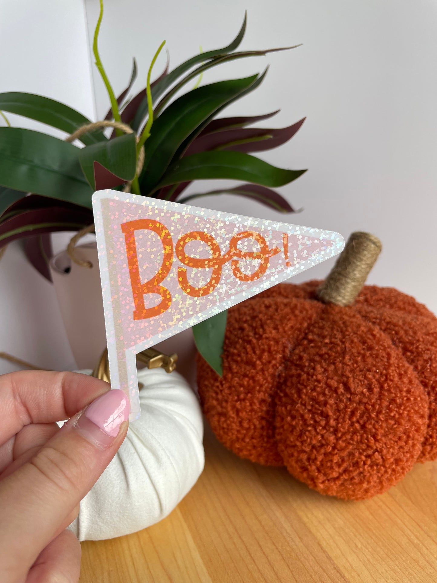 Boo! Pendant Flag Sparkly Glossy Sticker
