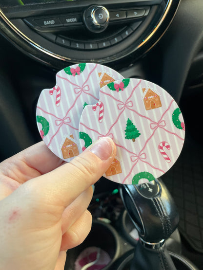 Christmas Doodles Car Coasters