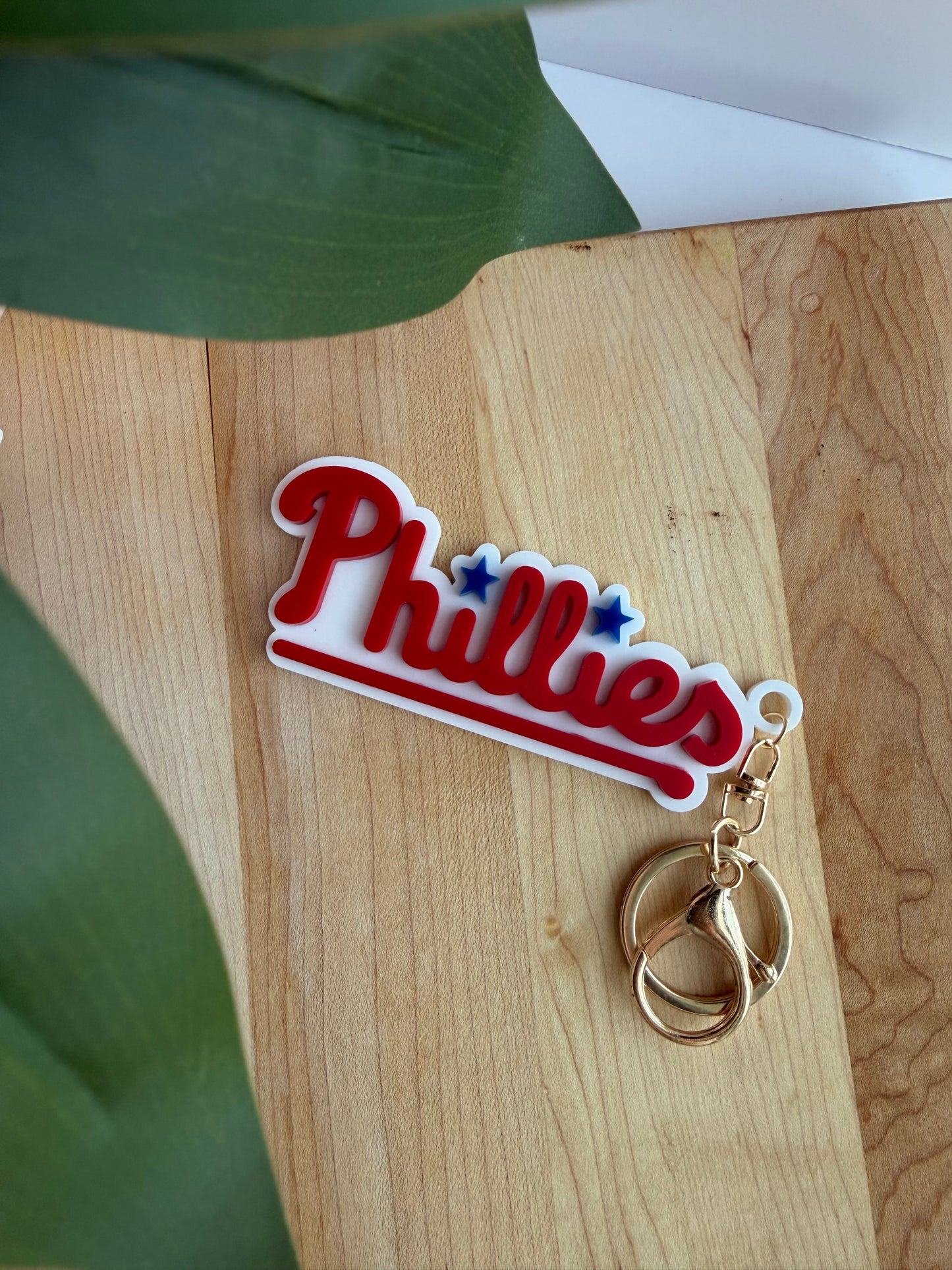Philadelphia Phillies Acrylic Keychain with Gold Features