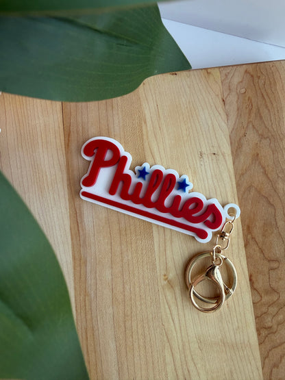 Philadelphia Phillies Acrylic Keychain with Gold Features