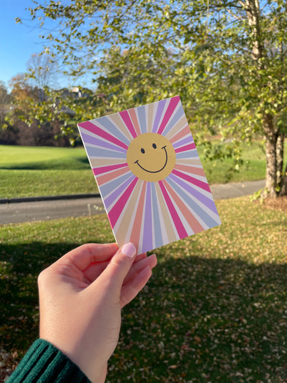 Rainbow Smiley Blank Greeting Card with White Envelope