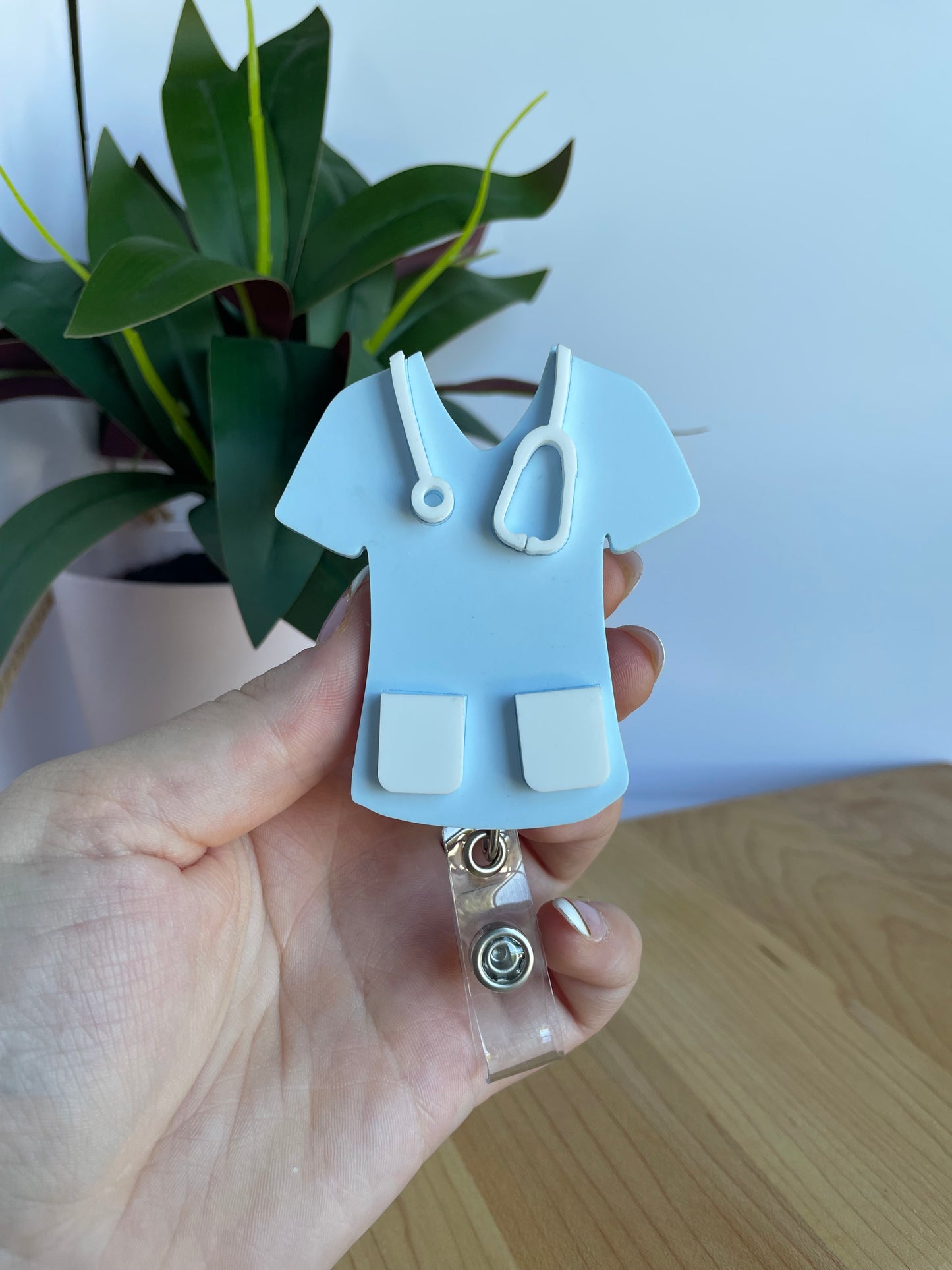 Cute Nurses Scrubs Acrylic Badge Reel
