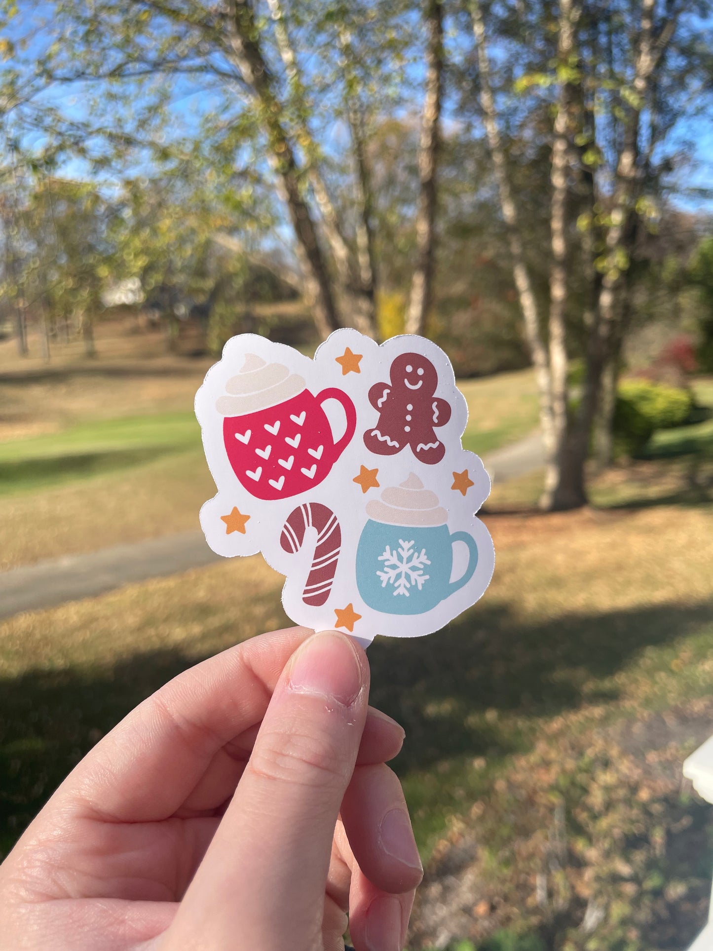 Hot Cocoa and Gingerbread Cookies Matte Die Cut Sticker