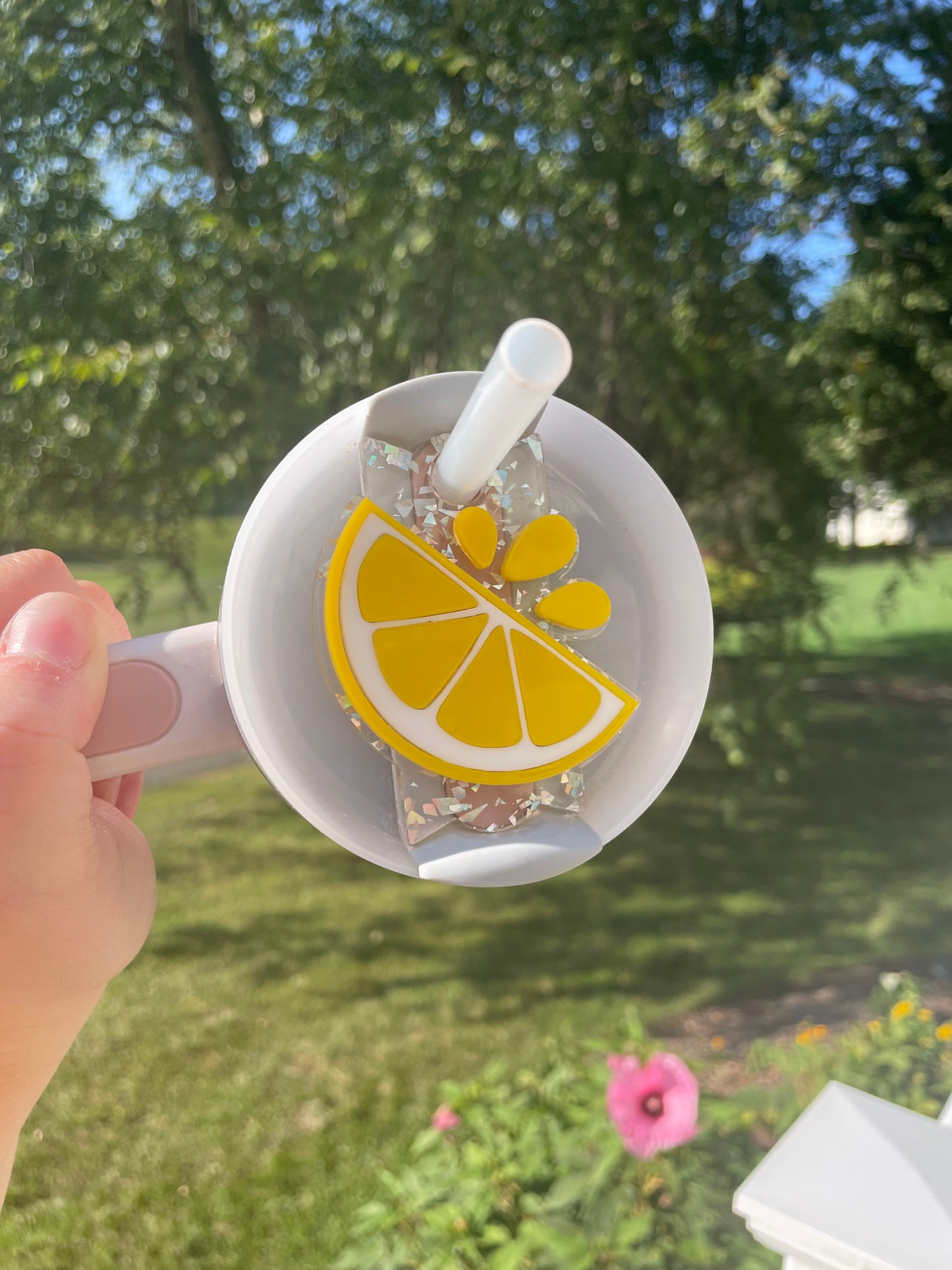 Sparkly Yellow Lemon 30 and 40 ounce Stanley Topper for Waterbottles