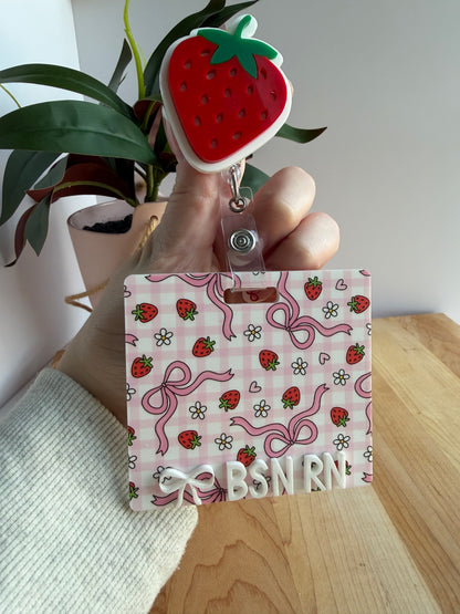 Strawberries, Bows, and Daisies Badge Reel and Backer Bundle
