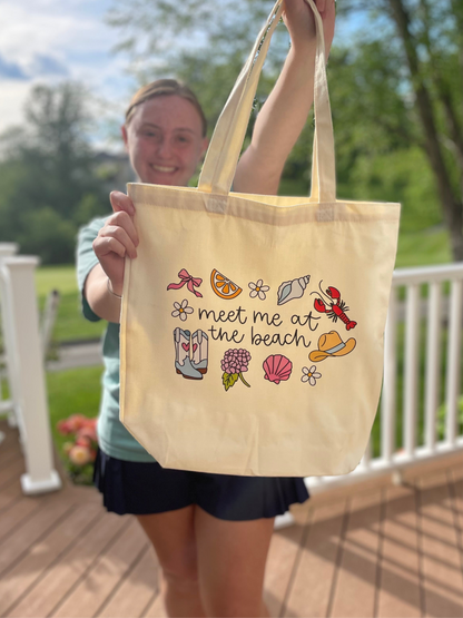 Meet Me At The Beach Canvas Tote Bag