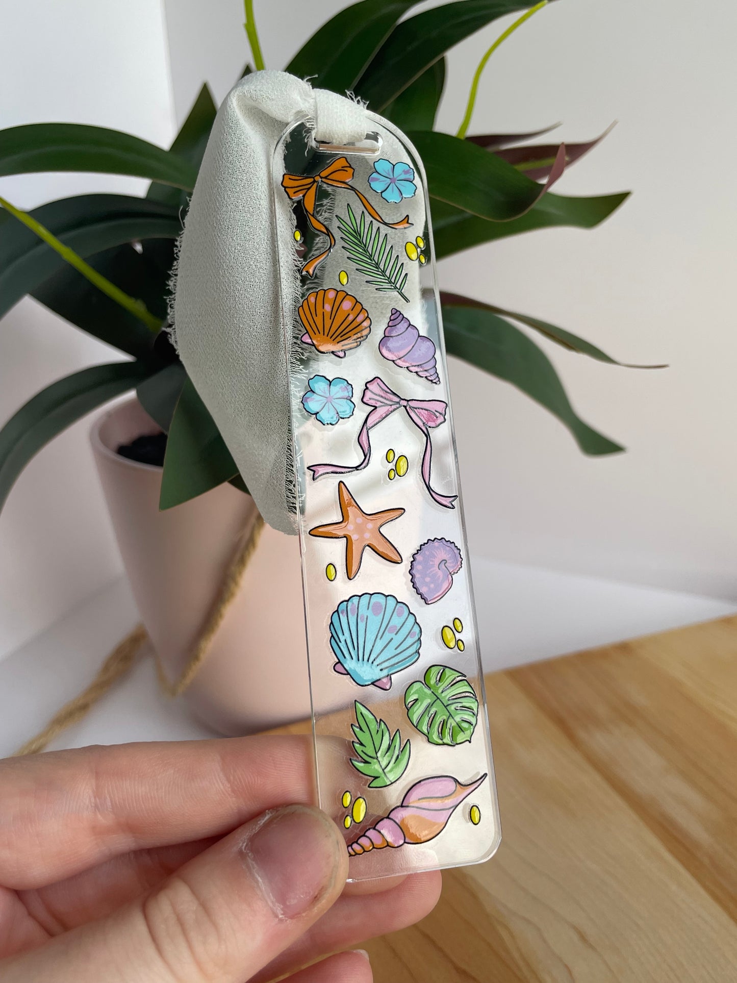 Under the Sea Clear Acrylic Bookmark with Chiffon Ribbon