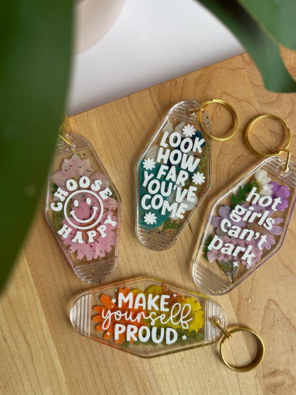 Colorful Dried Flower Clear Acrylic Keychains