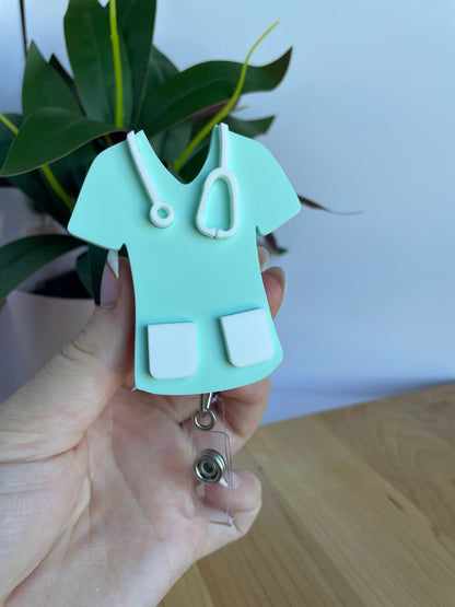 Cute Nurses Scrubs Acrylic Badge Reel