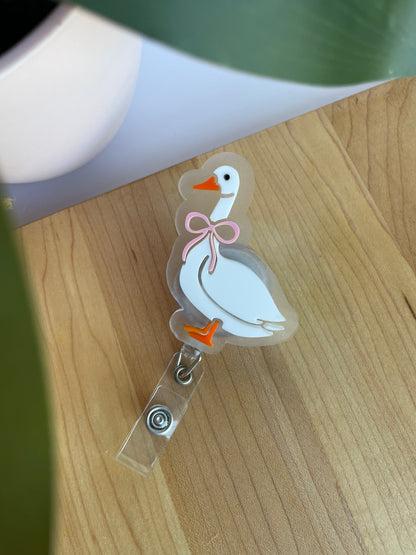 Silly Little Goose Acrylic Badge Reel