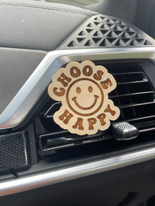 Choose Happy Wooden Car Vent Clip