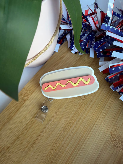 Hotdog Acrylic Badge Reel
