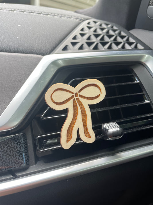Beautiful Bow Wooden Car Vent Clip