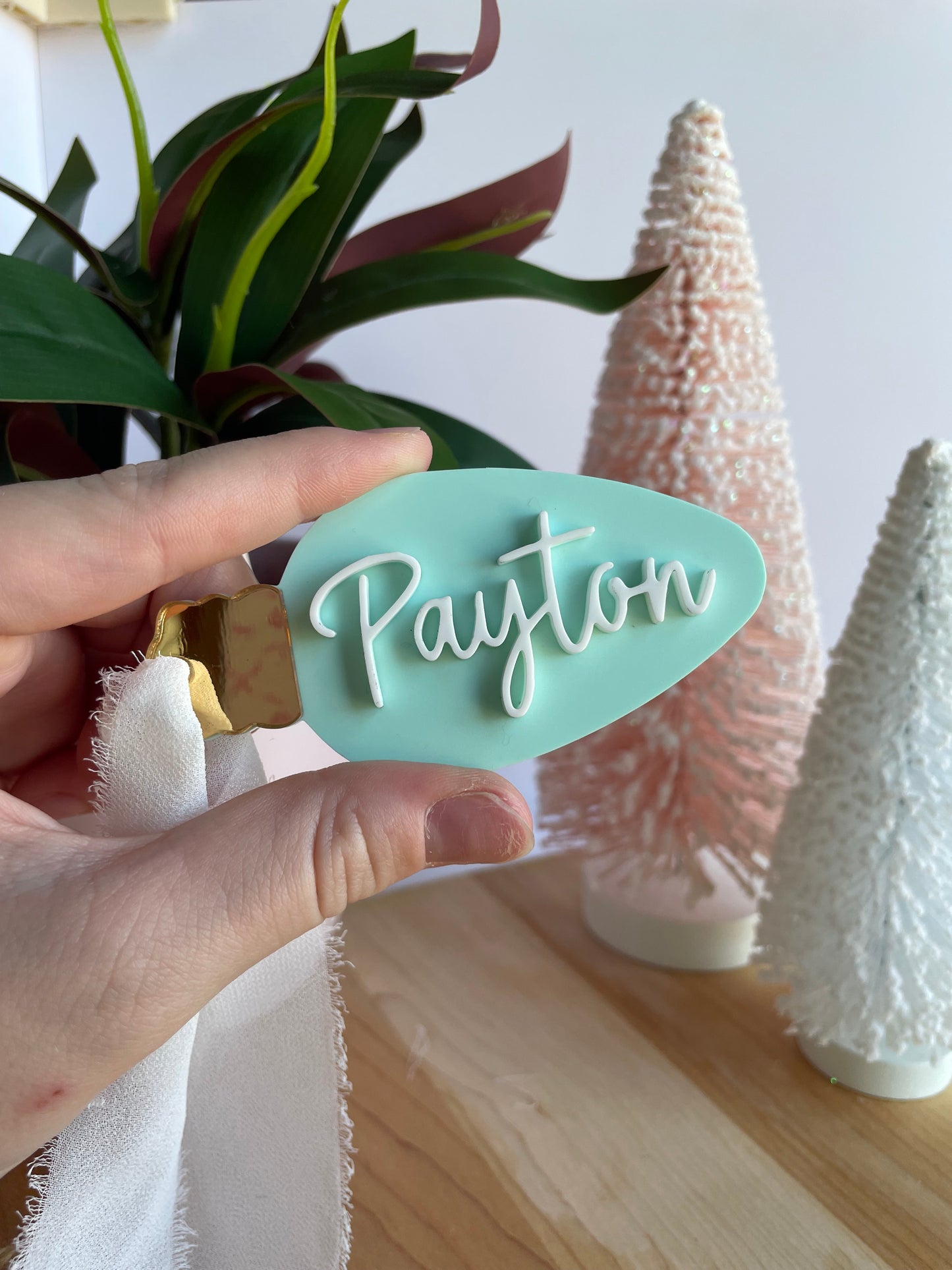 Pastel Christmas Lightbulb Gift Tag/Ornament