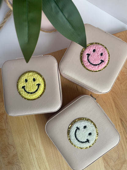 Colorful Smiley Faces Light Pink Jewelry Boxes