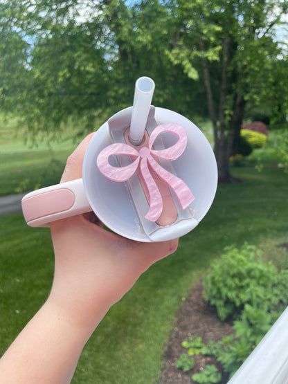 Pink Pearl Bow Adorable 30 and 40 ounce Stanley Topper for Waterbottles
