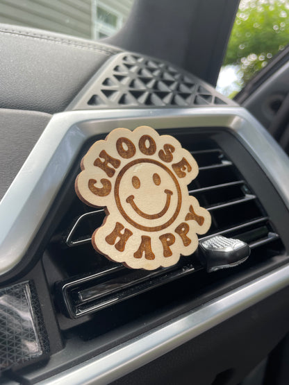 Choose Happy Wooden Car Vent Clip