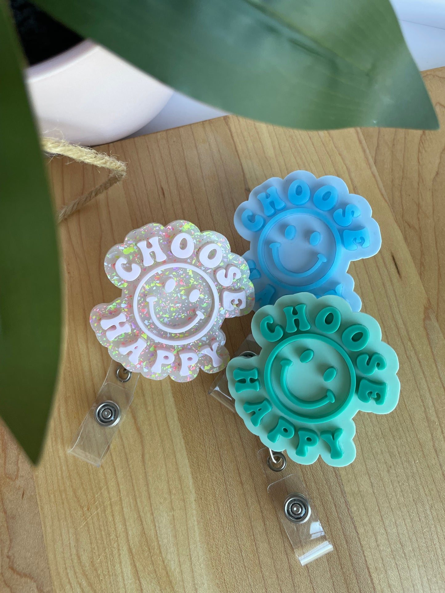 Colorful Choose Happy Acrylic Badge Reels