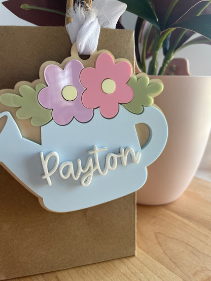 Blooming Watering Can Acrylic Gift Tag