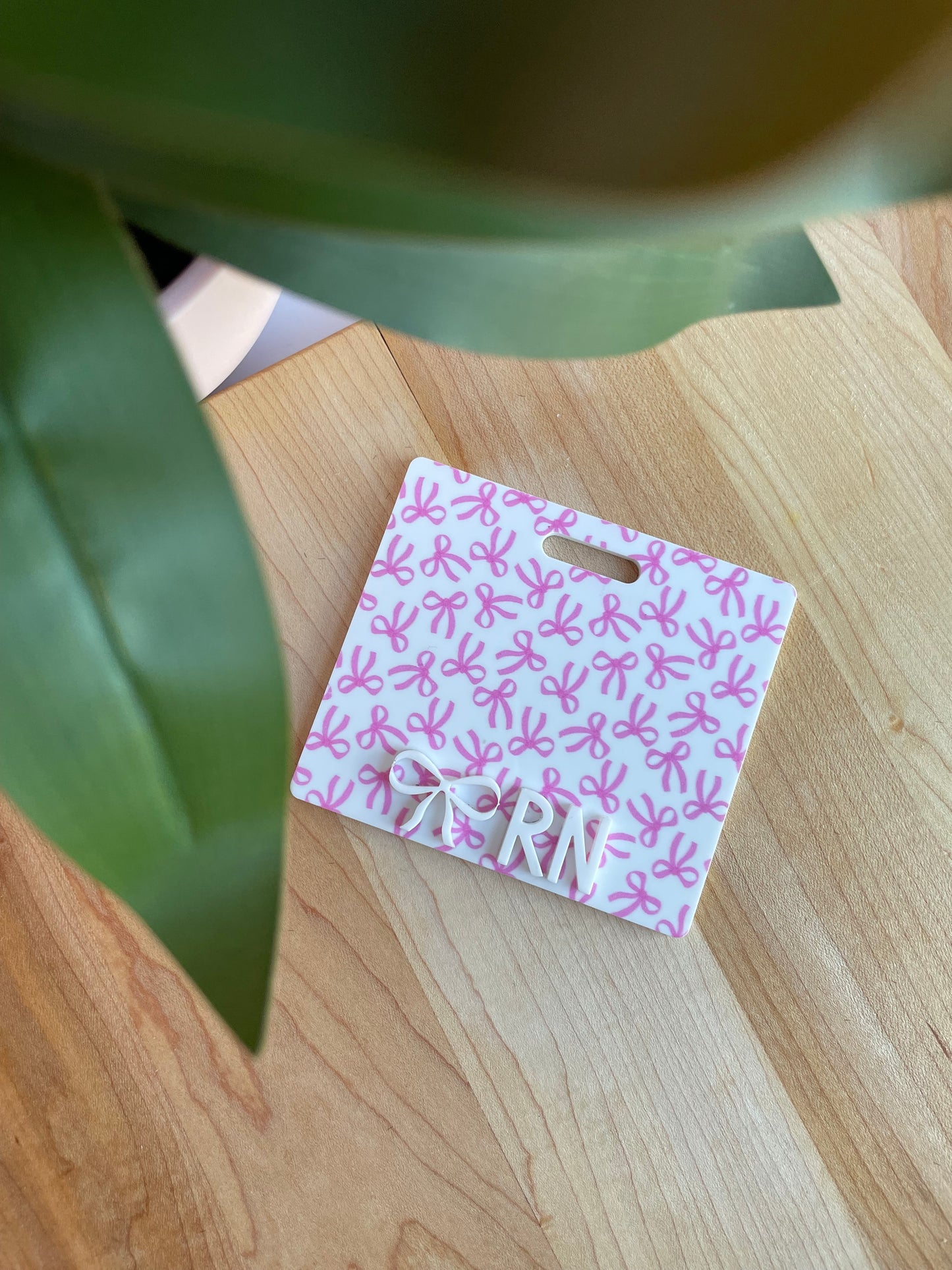 Pretty Bows with White Letters Badge Backer