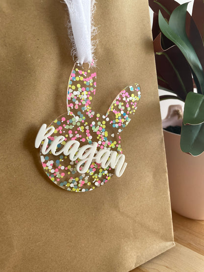 Pastel Confetti Bunny Gift Tag