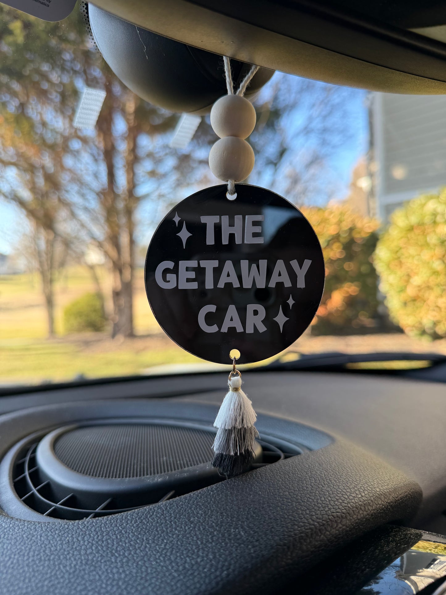 The Getaway Car Acrylic Rear View Mirror Car Charm