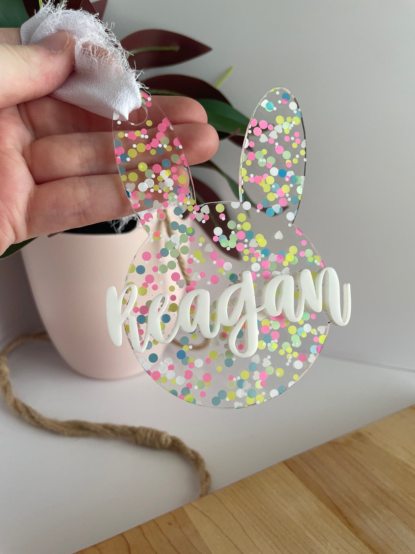 Pastel Confetti Bunny Gift Tag