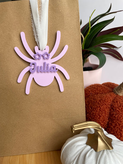 Spooky Purple Spider Acrylic Gift Tag
