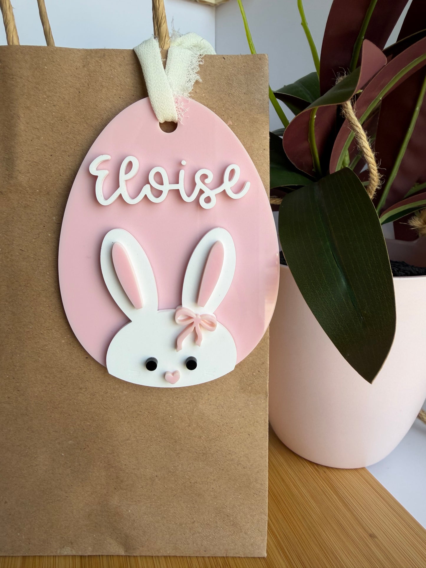 Easter Bunny Egg Acrylic Gift or Basket Tag