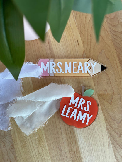 Teacher Themed Acrylic Gift Tags