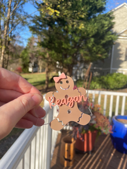 Adorable Gingerbread with Bows Custom Name 30 and 40 ounce Stanley Topper for Waterbottles