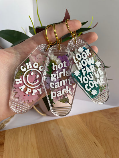 Colorful Dried Flower Clear Acrylic Keychains