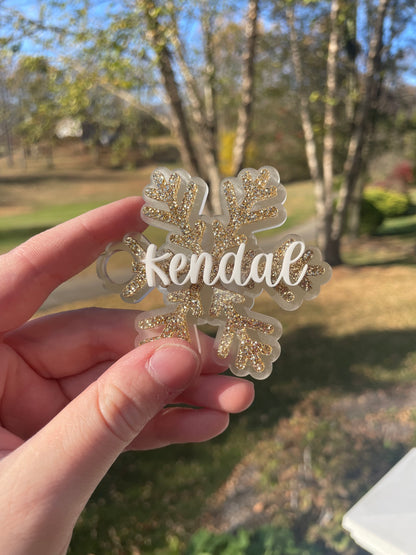 Sparkling Snowflake Custom Name 30 and 40 ounce Stanley Topper for Waterbottles