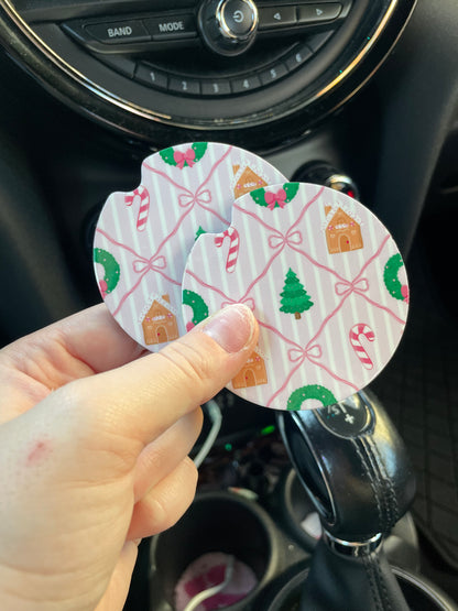 Christmas Doodles Car Coasters