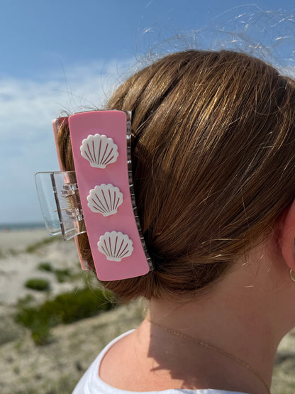 Beachy Seashells Acrylic Claw Clip