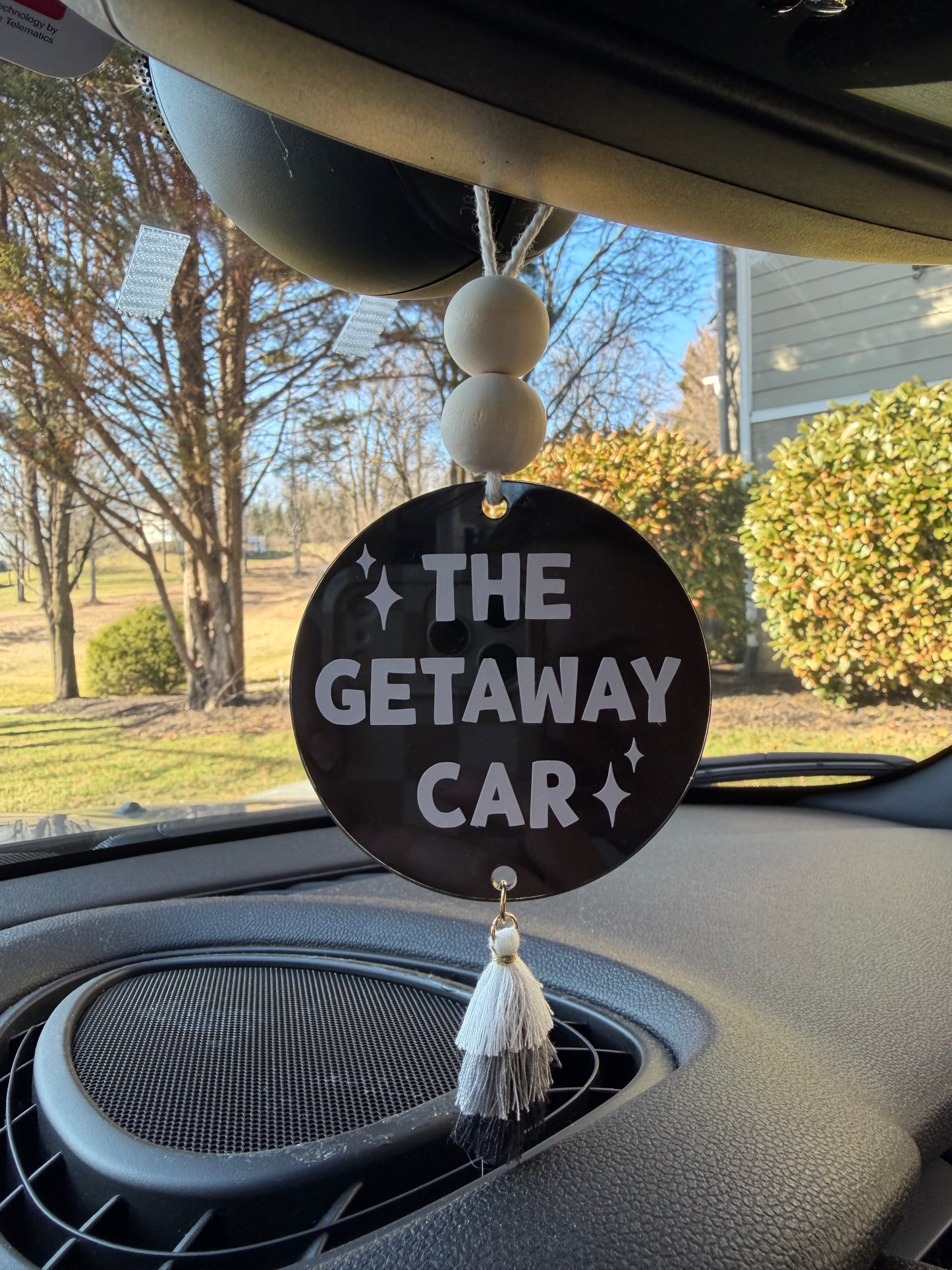 The Getaway Car Acrylic Rear View Mirror Car Charm