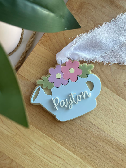 Blooming Watering Can Acrylic Gift Tag