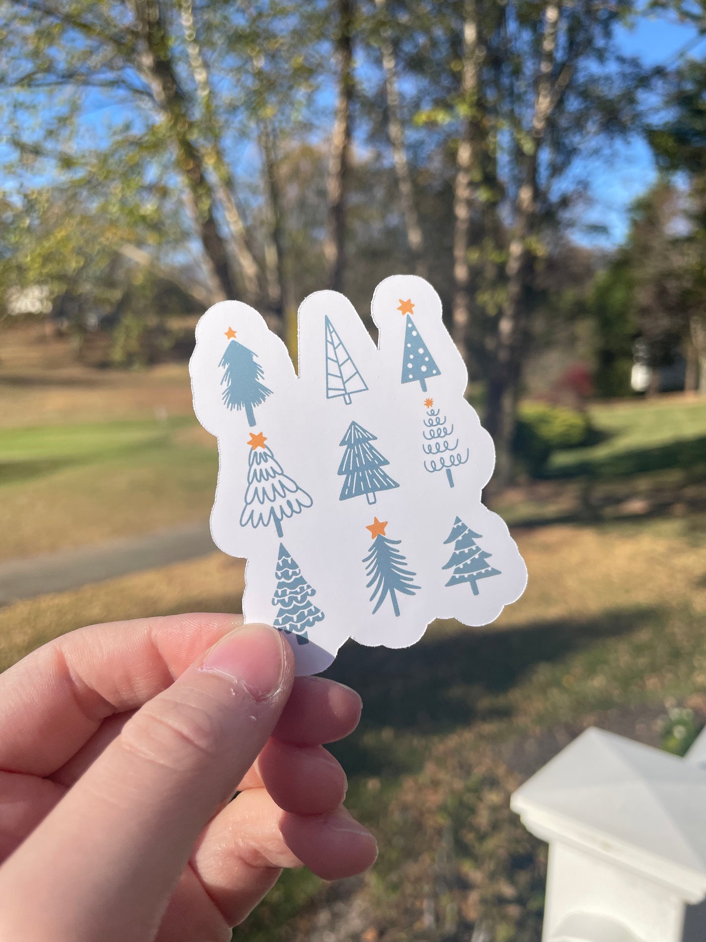 Adorable Christmas Trees Matte Die Cut Sticker