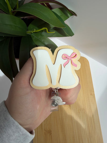 Letter Bow Acrylic Badge Reel