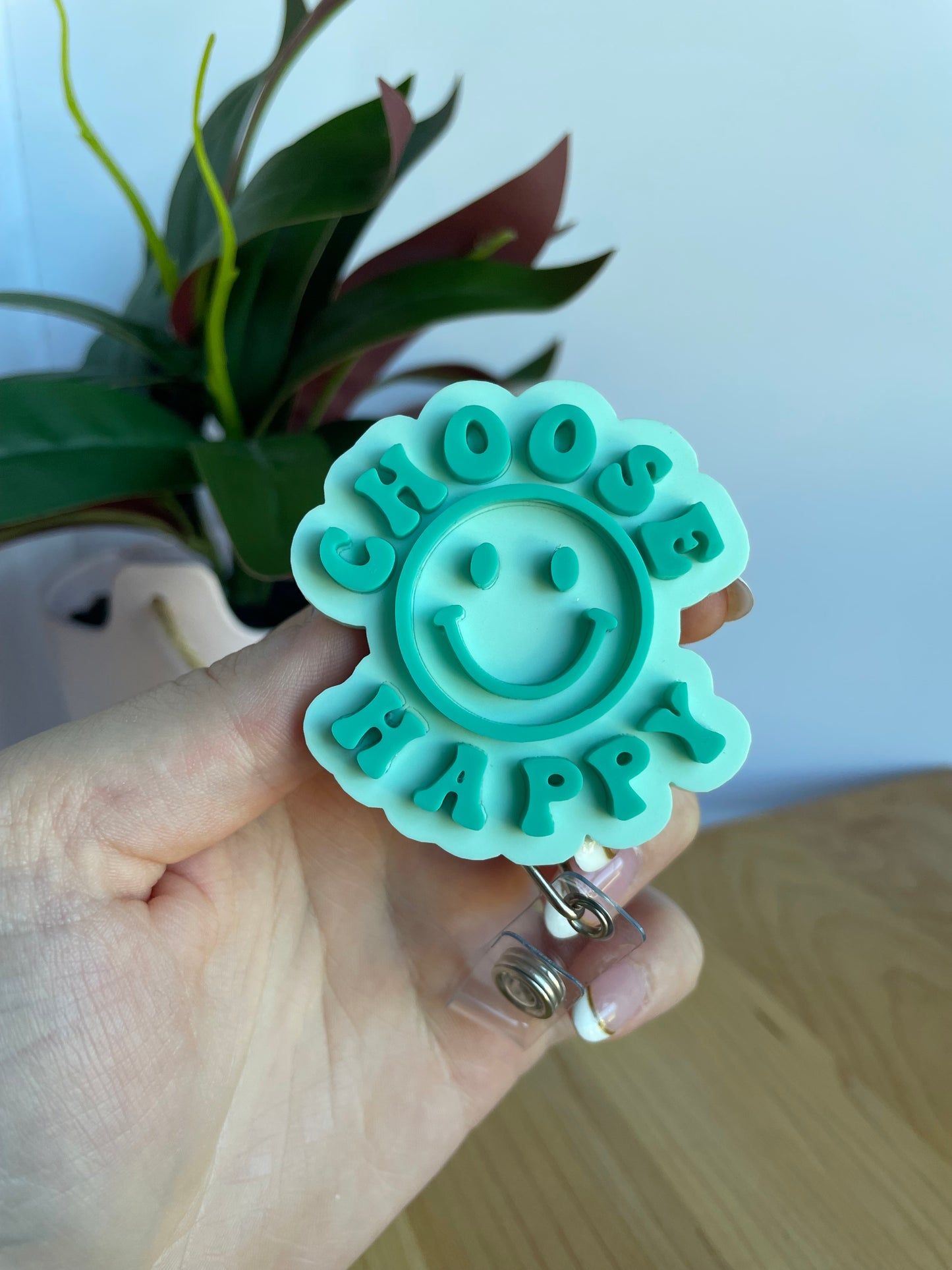 Colorful Choose Happy Acrylic Badge Reels