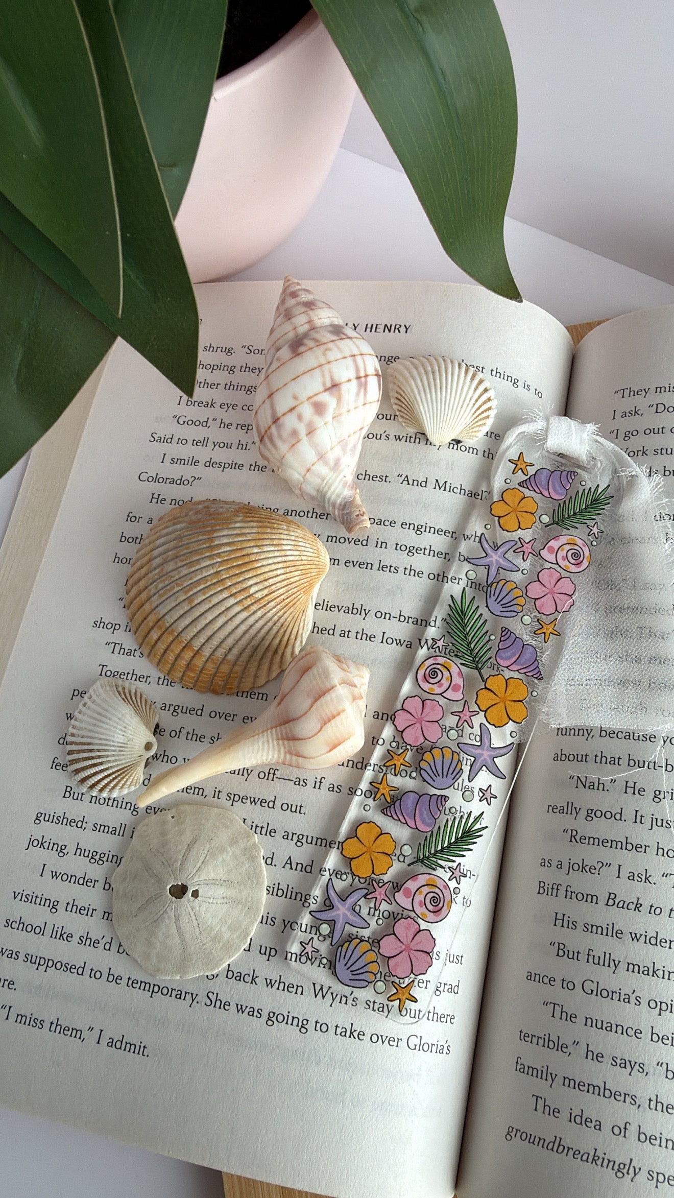 Pastel Under the Sea Acrylic Bookmark with Chiffon Ribbon