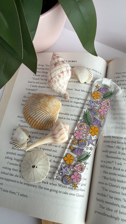 Pastel Under the Sea Acrylic Bookmark with Chiffon Ribbon