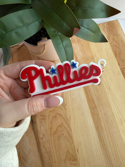 Philadelphia Phillies Acrylic Keychain with Gold Features