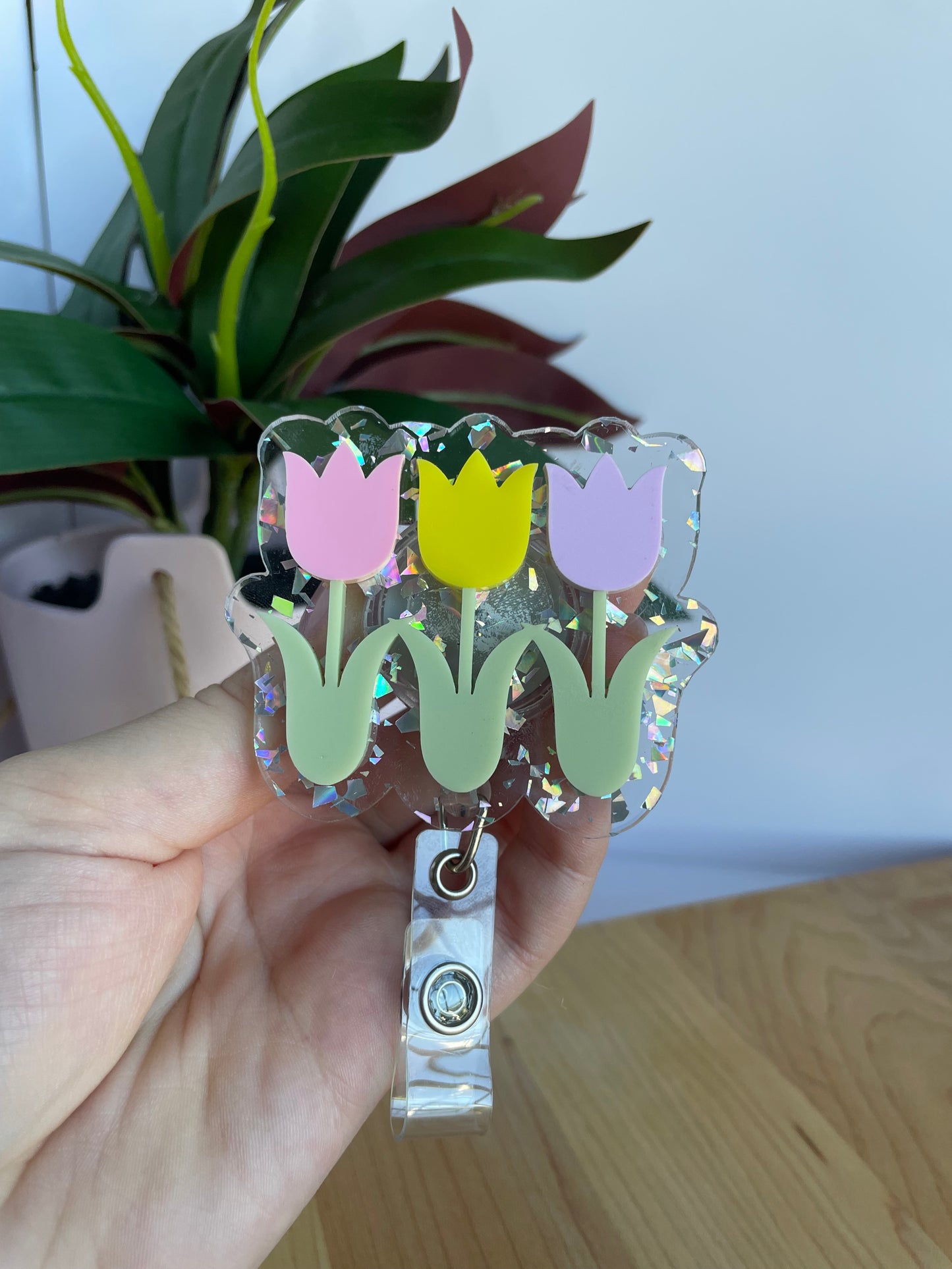 Spring Tulips Acrylic Badge Reel