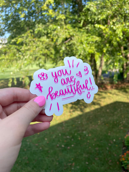 You Are Beautiful Doodles Matte Die Cut Sticker