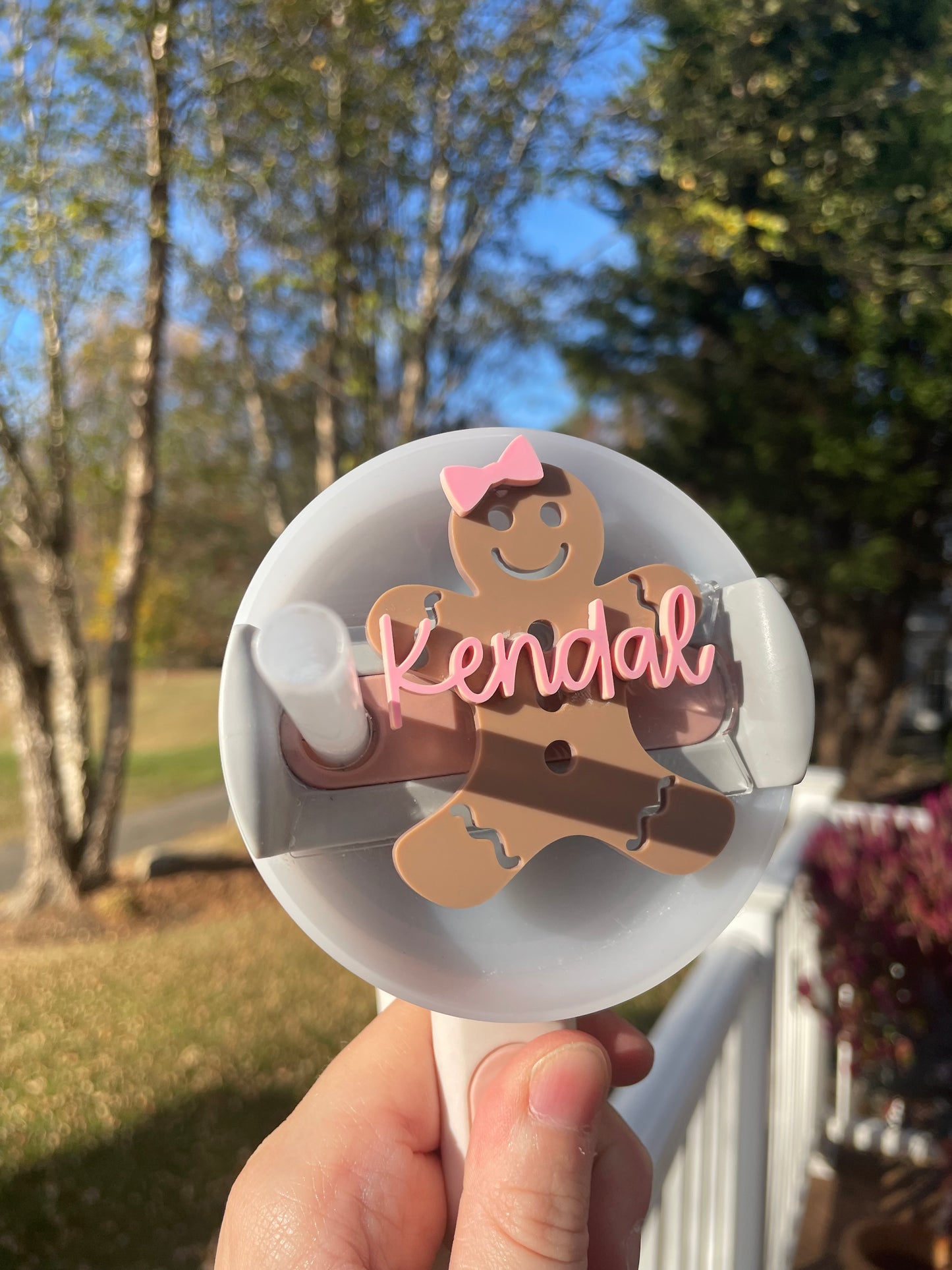 Adorable Gingerbread with Bows Custom Name 30 and 40 ounce Stanley Topper for Waterbottles