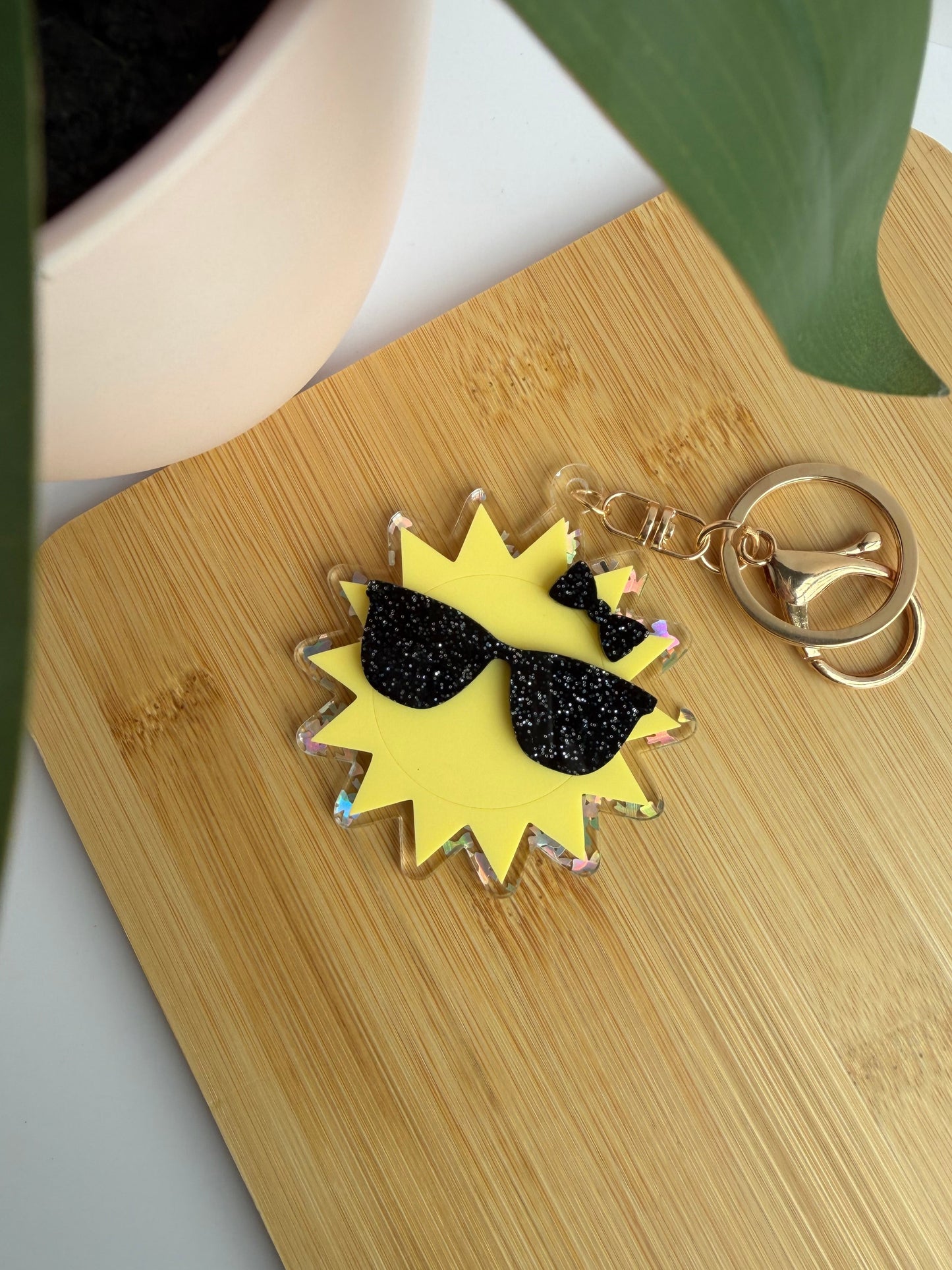 Sunny Shades Acrylic Keychain with Gold Features