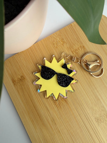 Sunny Shades Acrylic Keychain with Gold Features